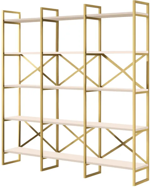 FUNZI LIVING VG6 bogreol - hvid og guld melamin, metal